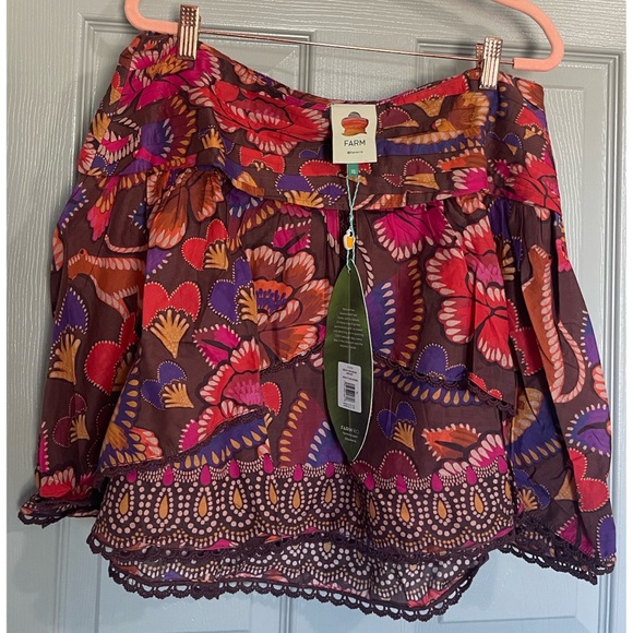 FARM Rio Brown Bright Flora Mini Skirt NWT SZ XL - Picture 8 of 16